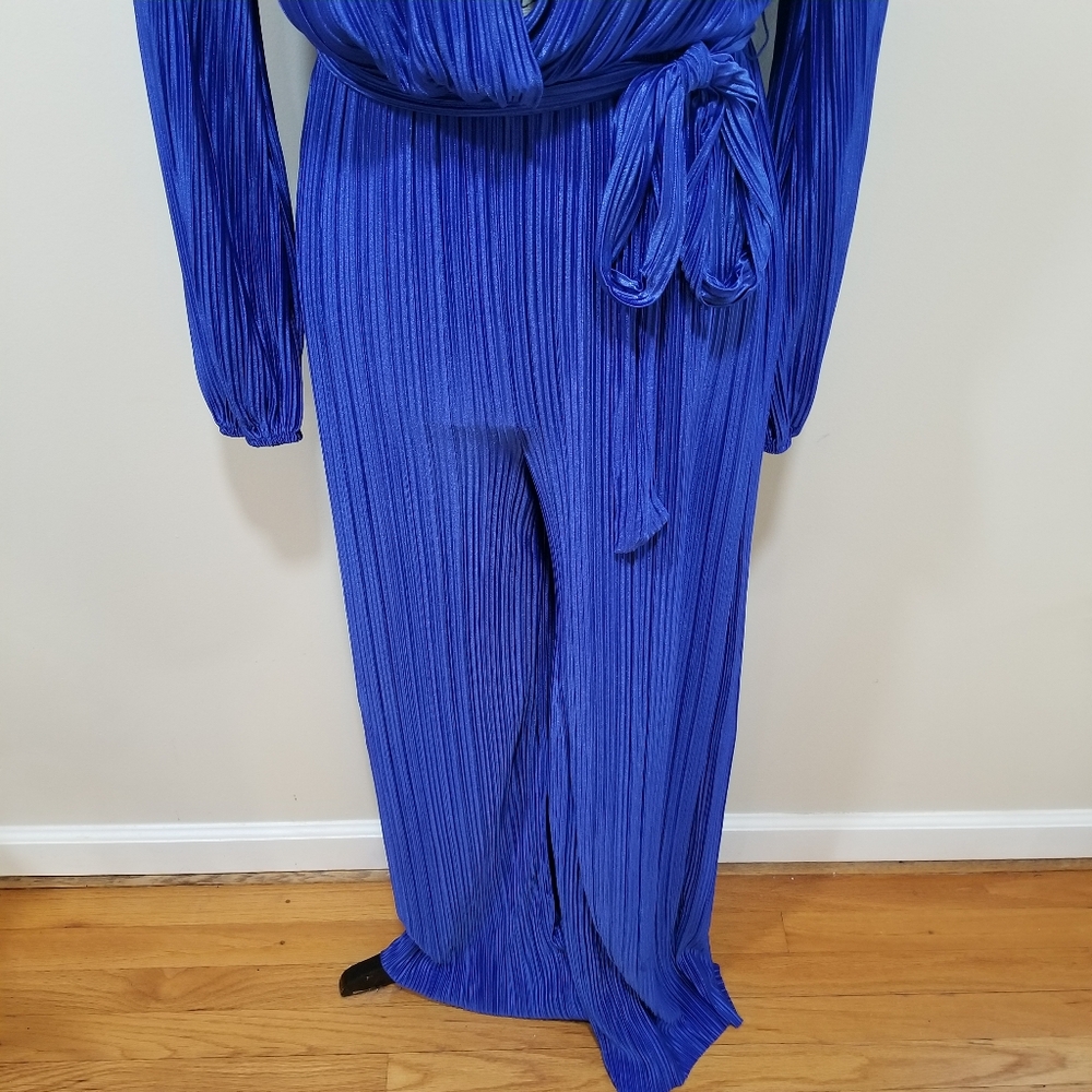 EMPRADA New!! Long Sleeve V Neck Jumpsuit, Royal Blue Color Size S. - Picture 8 of 14